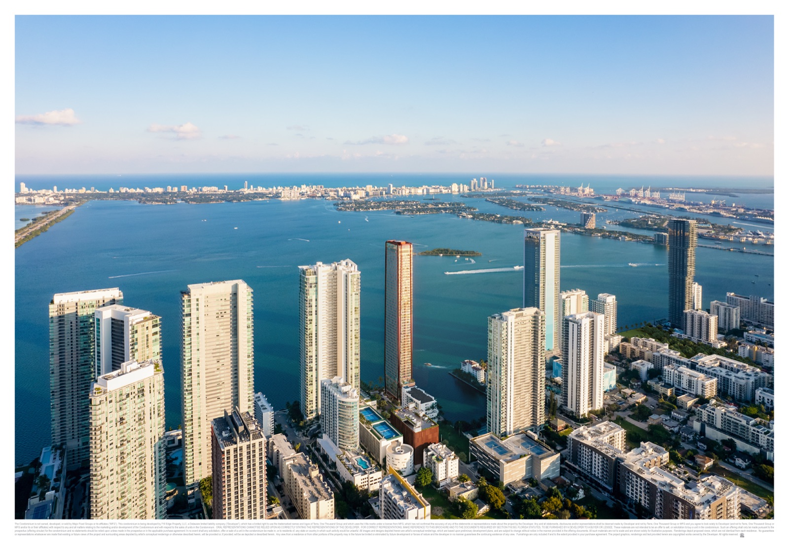 Villa Miami — fifty-five-story bayfront tower at 700 NE 29th Street in Edgewater, with cast bronze exoskeleton and gemstone-inspired glass amenity podium.