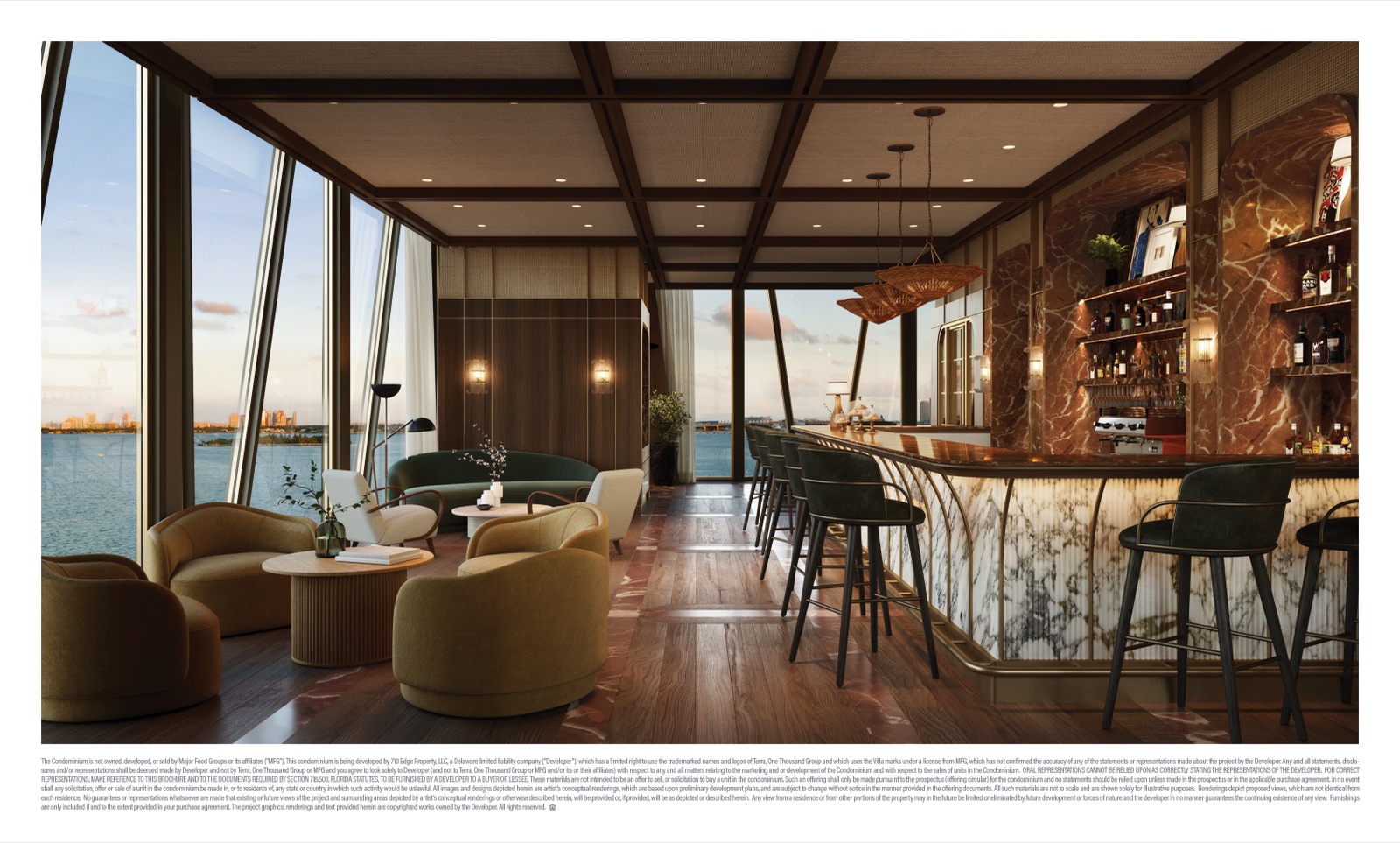 Resident's Great Room and Lounge at Villa Miami — library, intimate seating, fireplace lounge for residents.