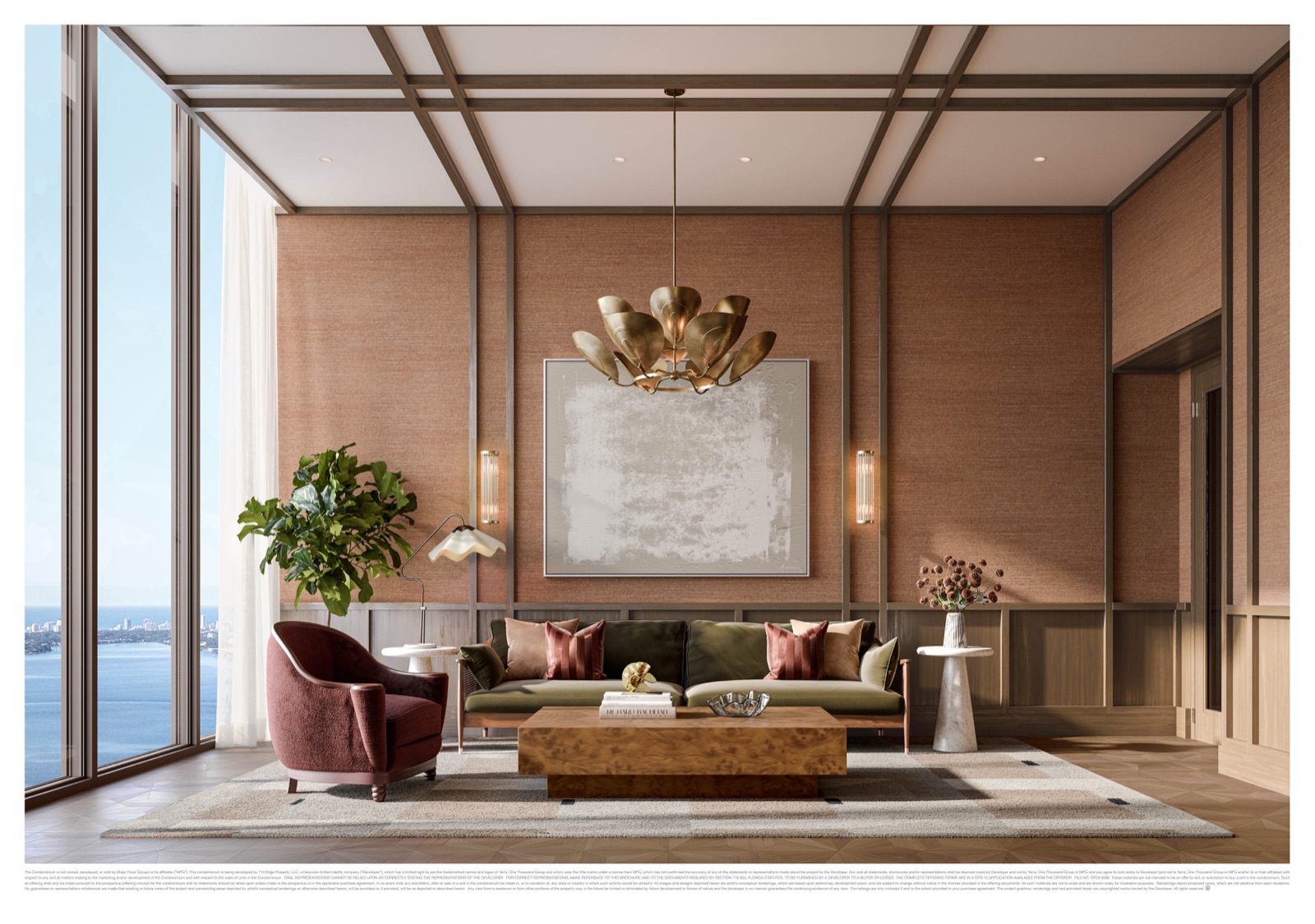 Helipad lounge at Villa Miami — rooftop arrival lounge adjacent to the building's helicopter pad.