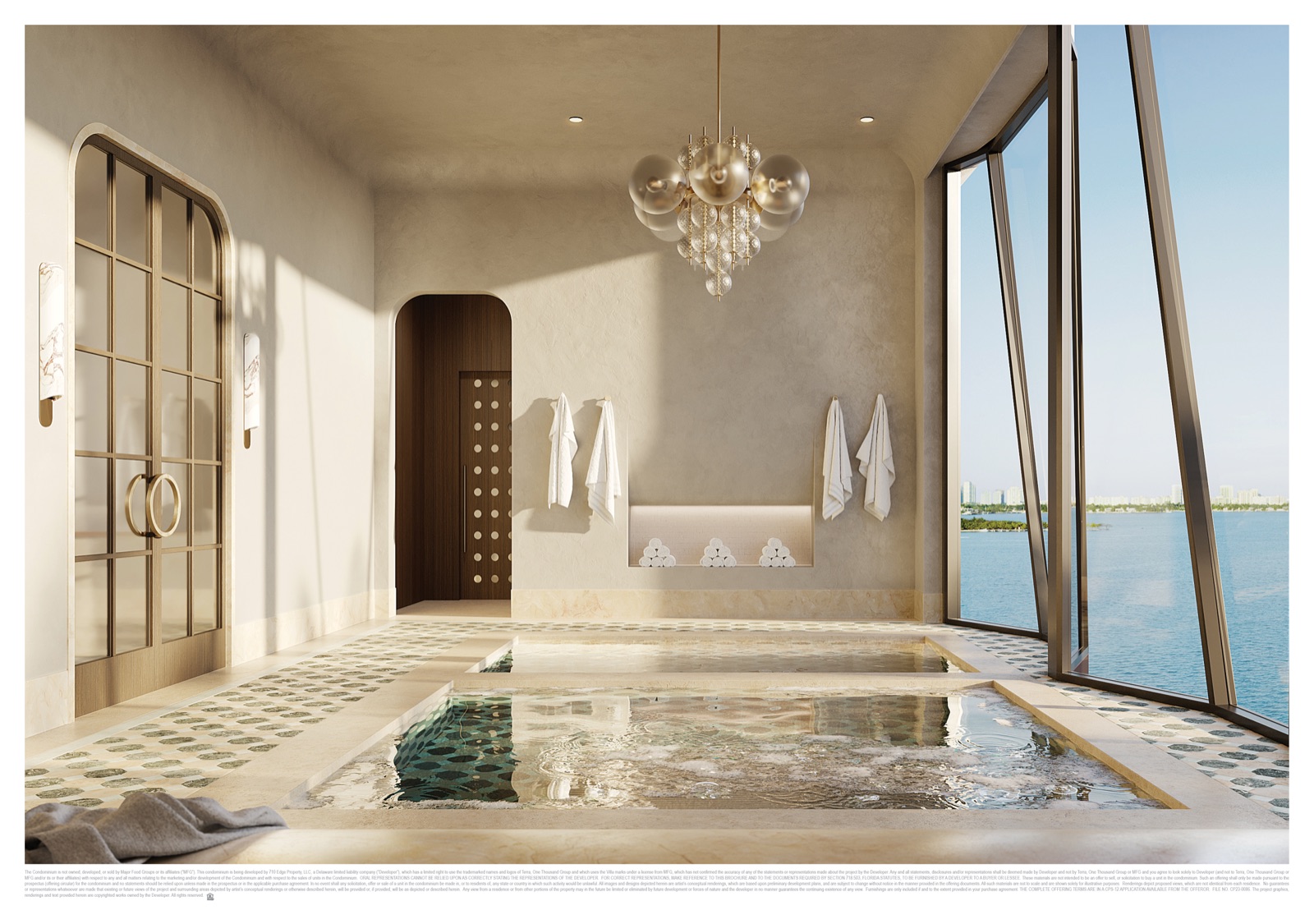 Plunge pools at Villa Miami — Italian thermal-bath-inspired spa with hot and cold plunges, steam, and sauna.